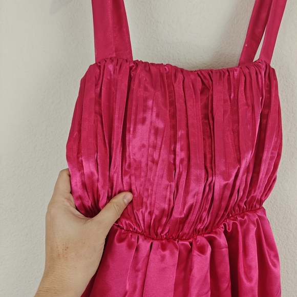 Anthropologie Maeve Nwot Pink Bow-Tie Satin Mini Dress Fairycore Whimsical Sz 4 - Picture 10 of 16